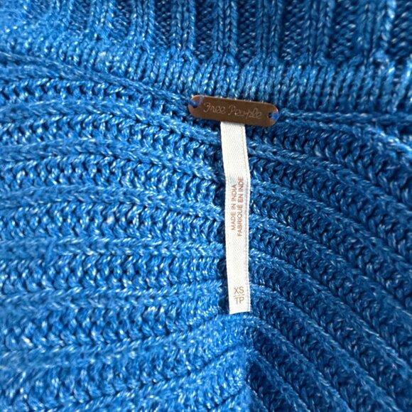 Free People Womens Marley Collared Cropped Oversized V-Neck Sweater Size XS Blue - Picture 3 of 8